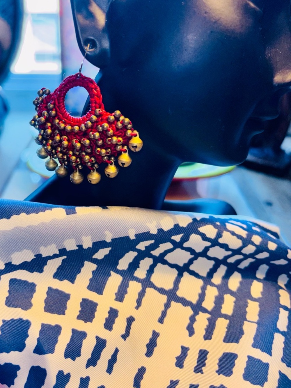 Artisan Hand-Crocheted Ghungroo Bell Fan Earrings - Boho Statement #fire #sheesh